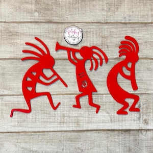Southwestern Dancing Kokopelli Metal Wall Art - Set of 3 Red