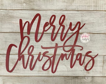 Merry Christmas Metal Word Sign | Holiday Decor | Fireplace Decor | Merry Christmas Style 2