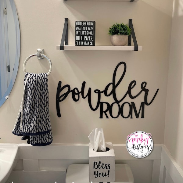 Powder Room Metal Word Sign | Wash Room Decor | Bathroom Decor.