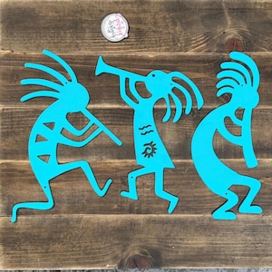 Southwestern Dancing Kokopelli Metal Wall Art - Set of 3 Seaside