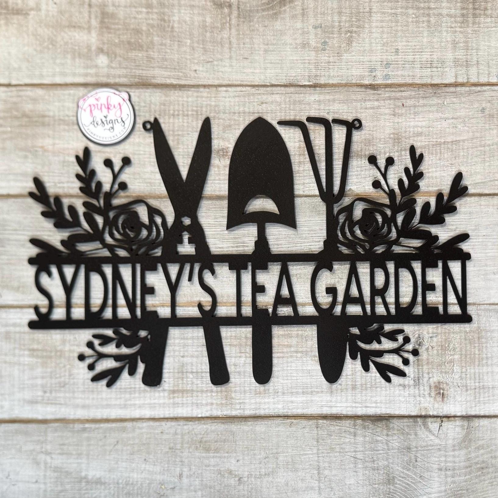 Custom Metal Garden Sign, Customizable, Rose Garden Sign, Garden or Greenhouse Decor, Personalized Metal Sign, Garden Sign with Roses.
