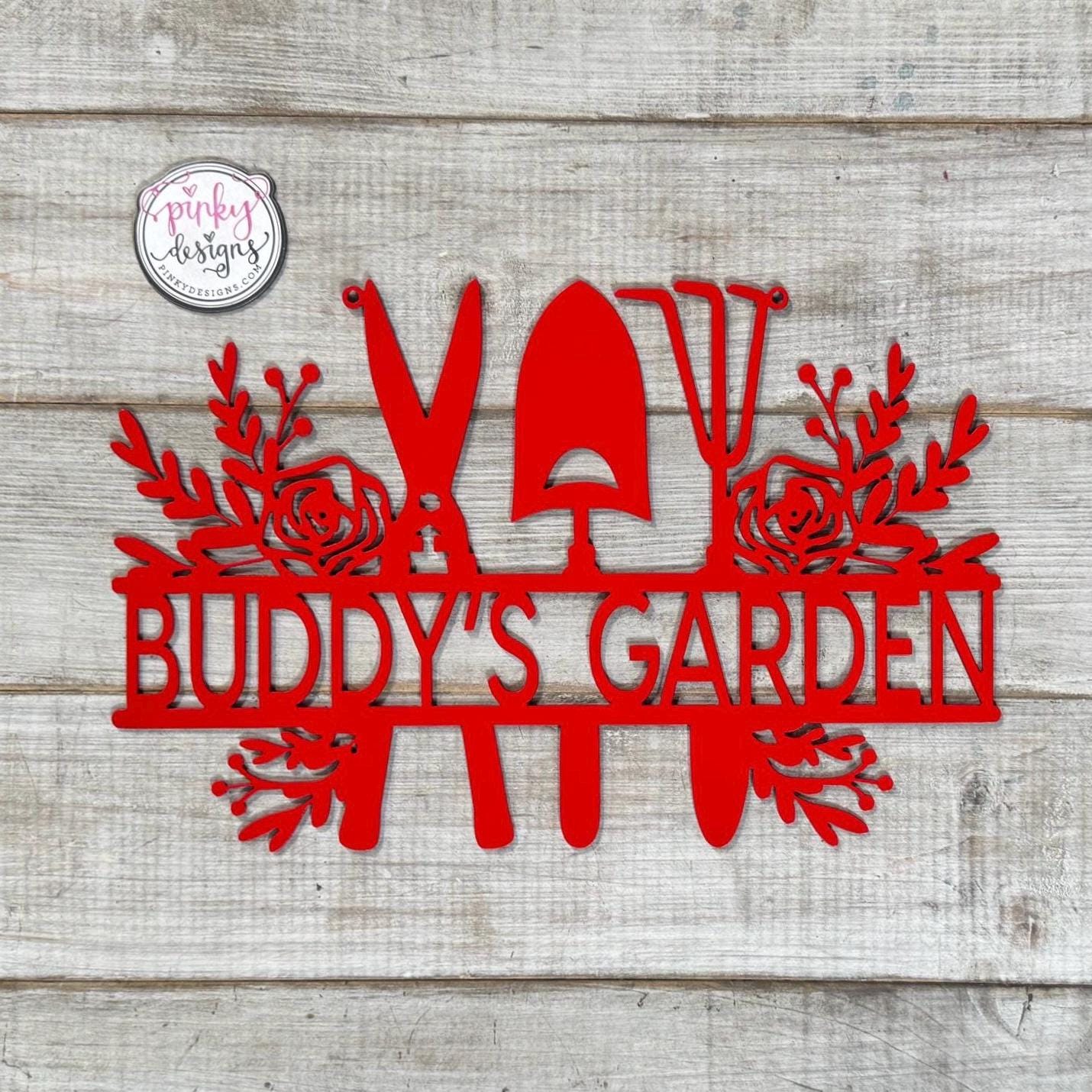 Custom Metal Garden Sign, Customizable, Rose Garden Sign, Garden or Greenhouse Decor, Personalized Metal Sign, Garden Sign with Roses.