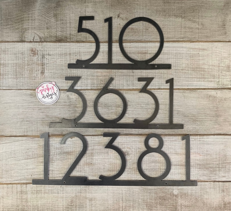 Metal House Number Sign Art Deco Address Numbers Address Etsy