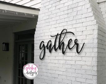 4 Ft Metal Gather Word Sign | Kitchen and Dining Room Decor | Metal Wall Decor
