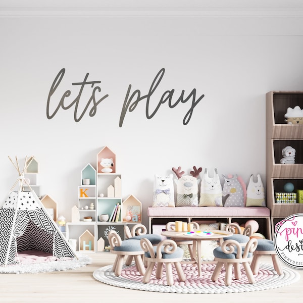 Let's Play Metal Words, Playroom Decor, Kid's Room Decor, Let's Play.