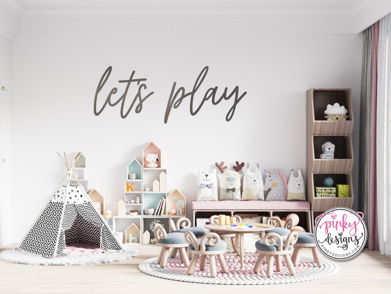 Let's Play Metal Words, Playroom Decor, Kid's Room Decor, Let's Play. image 1