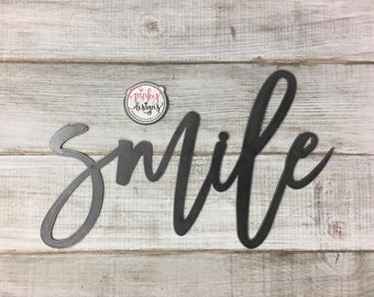 Smile Metal Word Sign, Dentist Office Decor