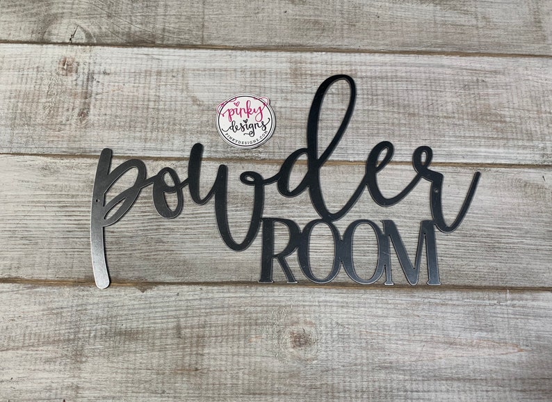 Powder Room Metal Word Sign, Wash Room Decor, Bathroom Decor image 2