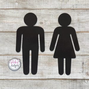 Metal Man and Woman Sign | Bathroom Door Signs | Metal Bathroom Sign | Bathroom Decor | Wash Room Decor | Restroom Door Label | Girl & Boy