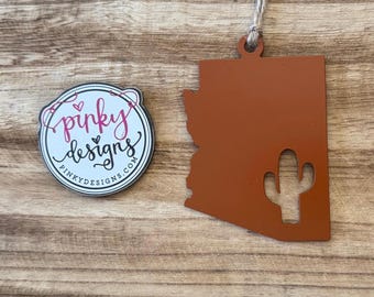 Metal Arizona State Ornament | AZ | Arizona Saguaro.