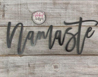 Namaste Metal Word Sign, Yoga Decor, Inspirational Words | Namaste