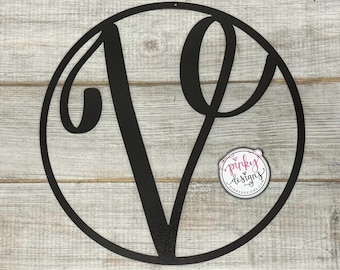 Metal Monogram Swirl | Circle Letter Monogram | Initial Monogram Sign | Custom Wedding Gift | Family Name Sign | Metal Letters | Wall Art
