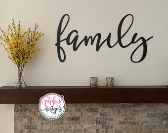 Family Metal Word Sign, Family Room Decor, Dining Room Decor, Family.