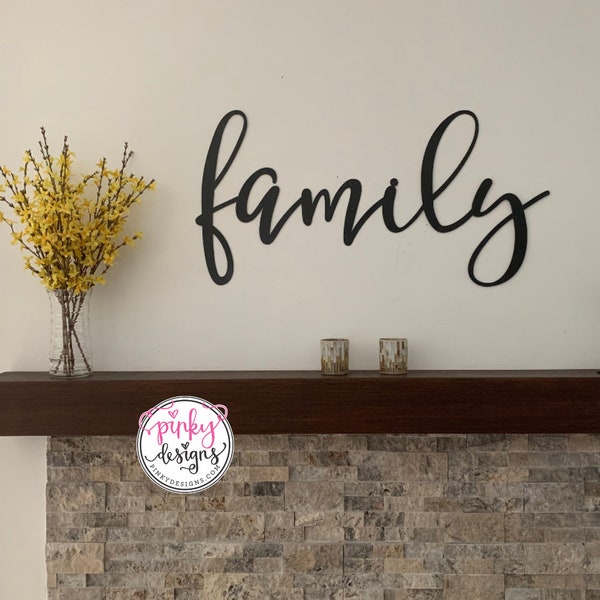 Family Metal Word Sign, Family Room Decor, Dining Room Decor, Family.