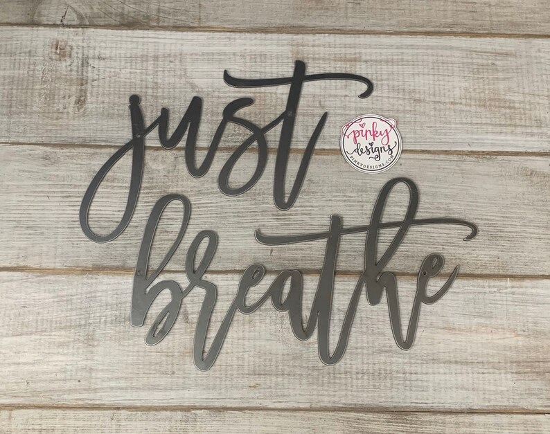 Just Breathe Metal Words Gym Decor Meditation Studio Decor Yoga Just Breathe image 2