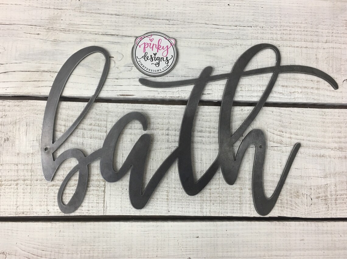 Bath Metal Word Bath Sign Bathroom Decor Bath Etsy