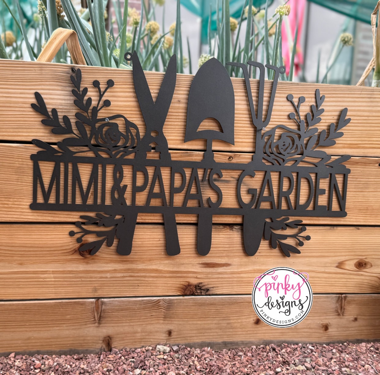 Custom Metal Garden Sign, Customizable, Rose Garden Sign, Garden or Greenhouse Decor, Personalized Metal Sign, Garden Sign with Roses.