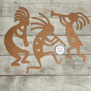 Southwestern Dancing Kokopelli Metal Wall Art - Set of 3 Copper