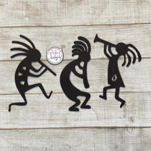 Southwestern Dancing Kokopelli Metal Wall Art - Set of 3 Black