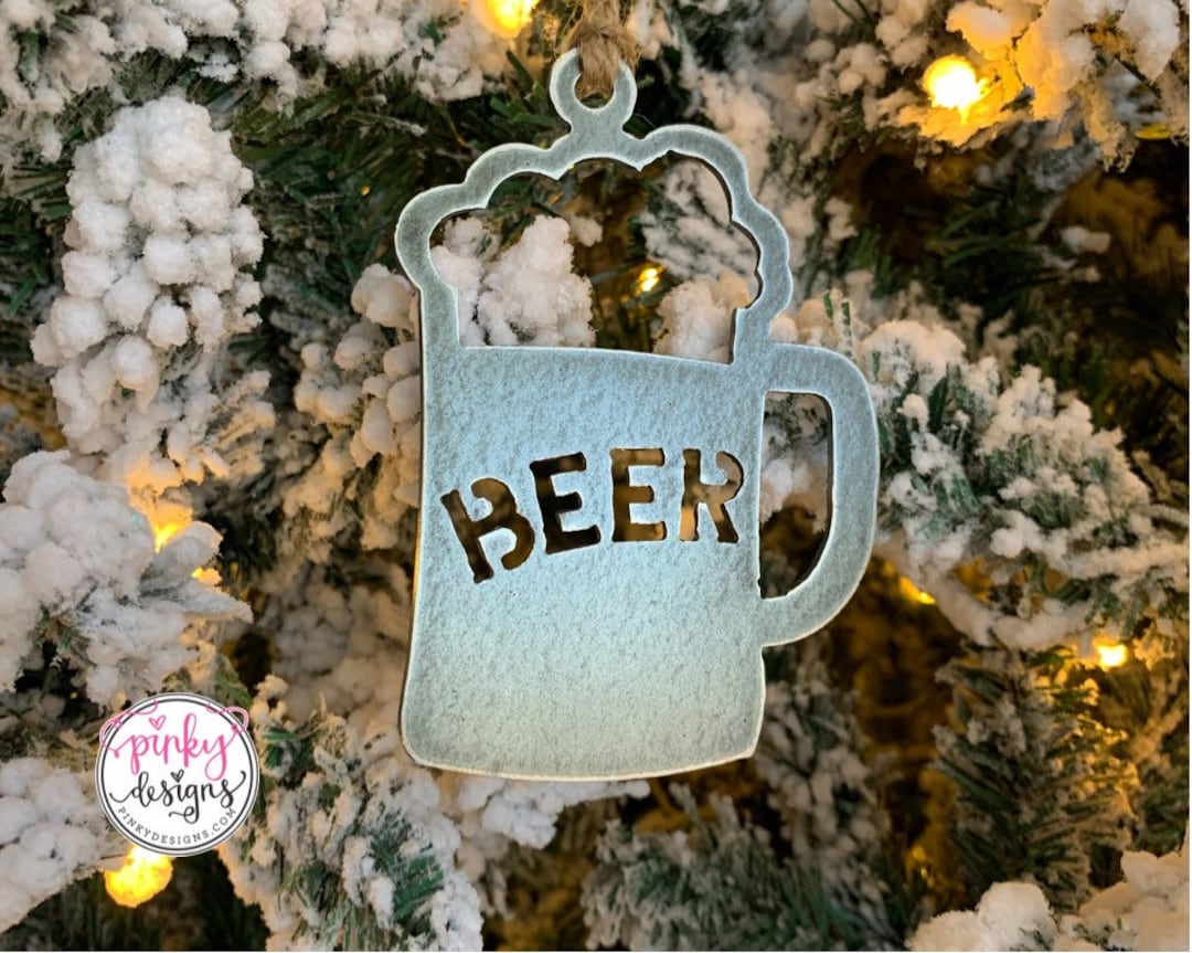 Beer Mug Metal Ornament, Bar Decor, Christmas Ornament, Party Favors ...