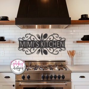 Custom Metal Sign, Mimi's Kitchen, Customizable, Mom's Kitchen, Kitchen Decor, Personalized Sign.