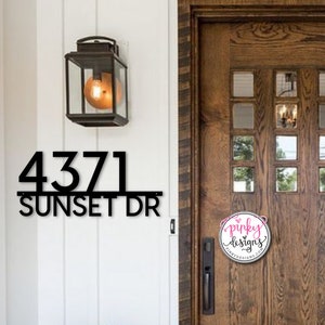 Modern House Numbers with Street Name | Metal Retro Style House Number Sign | Metal Modern Address Sign | Bold Address Numbers - Style A40