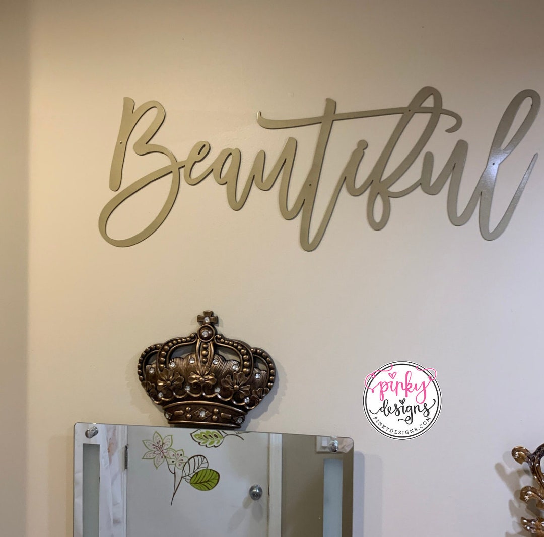 Metal Beautiful Word Sign | Girl's Room | GRWM | Vanity Decor | Spa ...