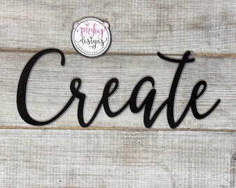 Create Metal Word | Craft Room Decor | Maker Sign | Office, School Decor.