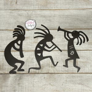 Southwestern Dancing Kokopelli Metal Wall Art - Set of 3 Oil Rubbed Bronze
