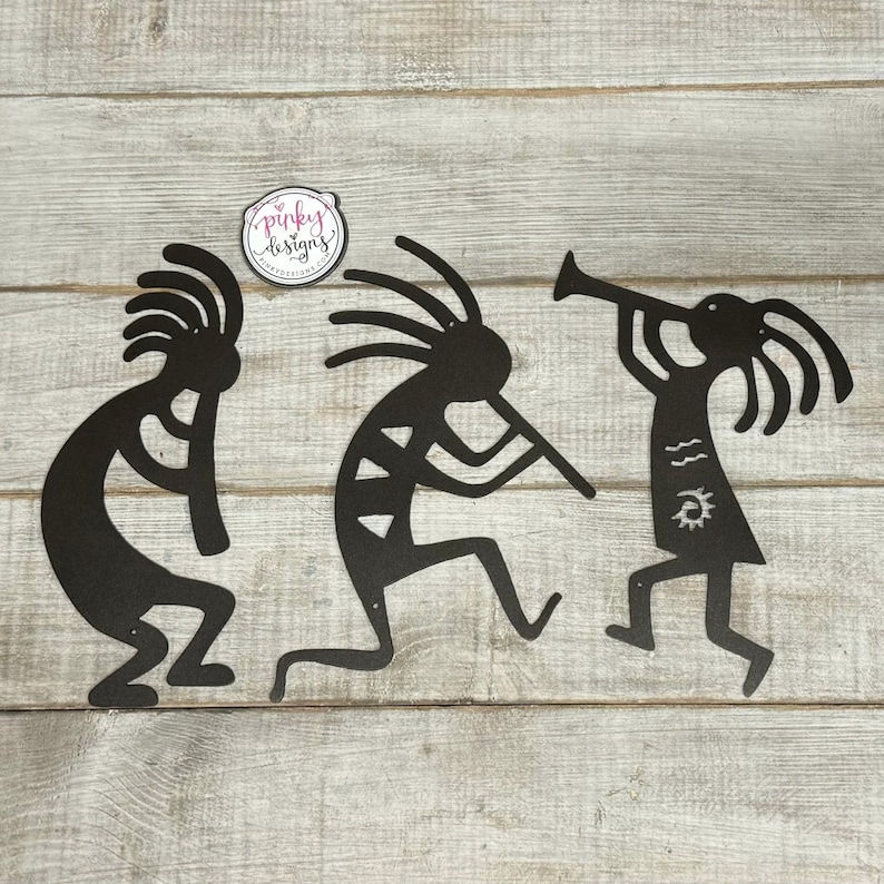 Southwestern Dancing Kokopelli Metal Wall Art - Set of 3 Oil Rubbed Bronze