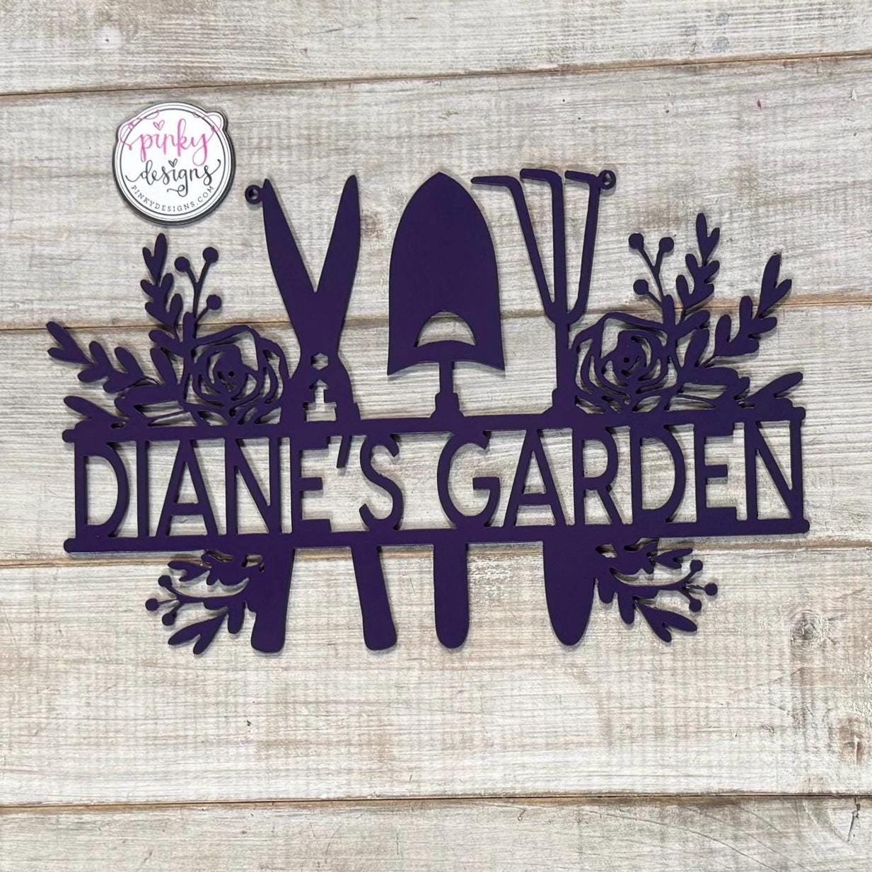 Custom Metal Garden Sign, Customizable, Rose Garden Sign, Garden or Greenhouse Decor, Personalized Metal Sign, Garden Sign with Roses.