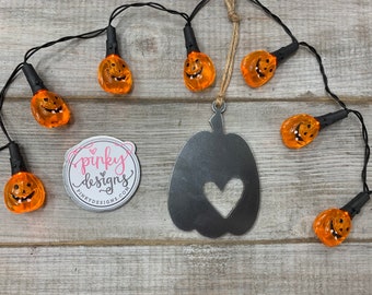 Pumpkin Metal Ornament | Halloween Ornament | Gift Tags | Fall Ornament | Pumpkin Tall Heart