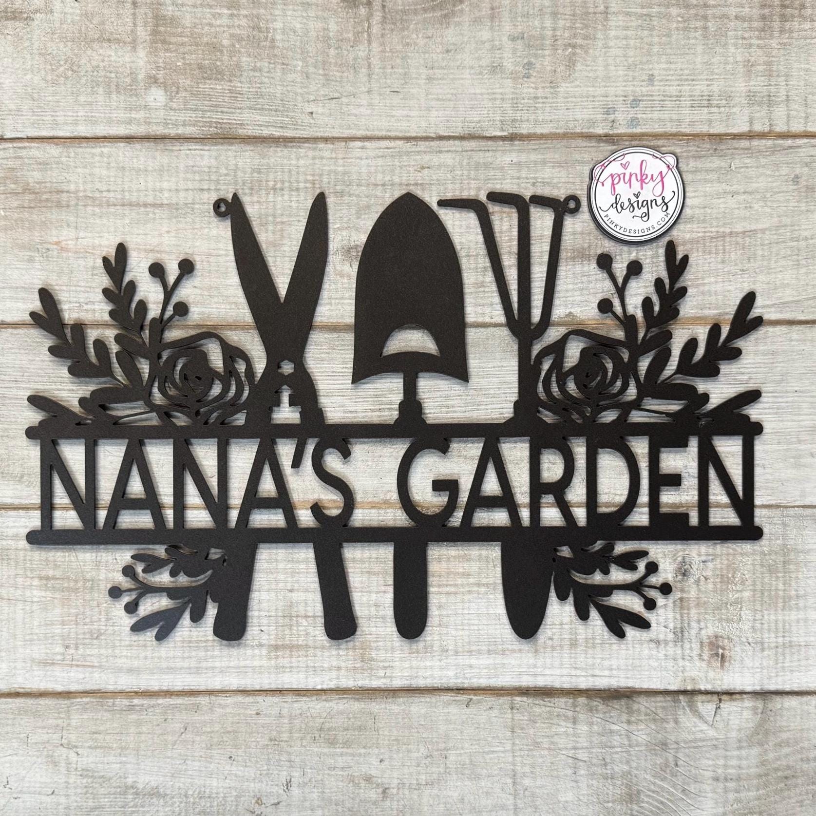 Custom Metal Garden Sign, Customizable, Rose Garden Sign, Garden or Greenhouse Decor, Personalized Metal Sign, Garden Sign with Roses.