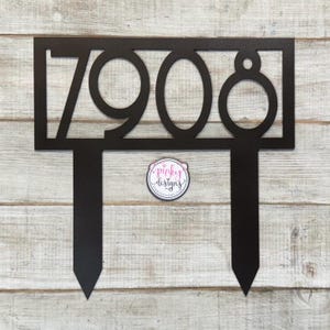 Mid Century Modern Metal Address Sign With Stakes | Custom House Number ...