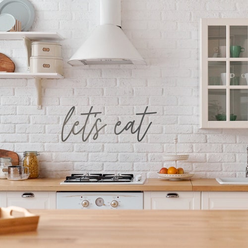 Let's Eat Metal Words Kitchen Decor Restaurant Decor Etsy