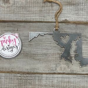 Maryland State Ornament | Metal Ornament | Christmas Ornaments | Metal State Ornament | Travel Wall Decor | Maryland Roadtrip Keepsake