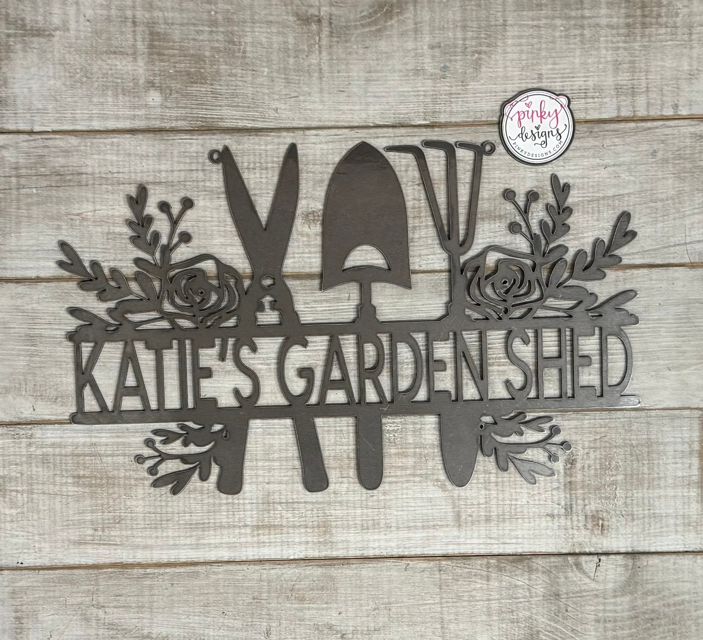 Custom Metal Garden Sign, Customizable, Rose Garden Sign, Garden or Greenhouse Decor, Personalized Metal Sign, Garden Sign with Roses.