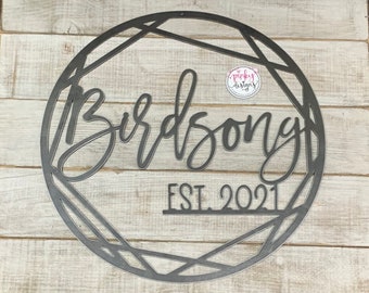 Custom Metal Family Name Sign with Established Year | Last Name Sign | Personalized Wedding Gift.