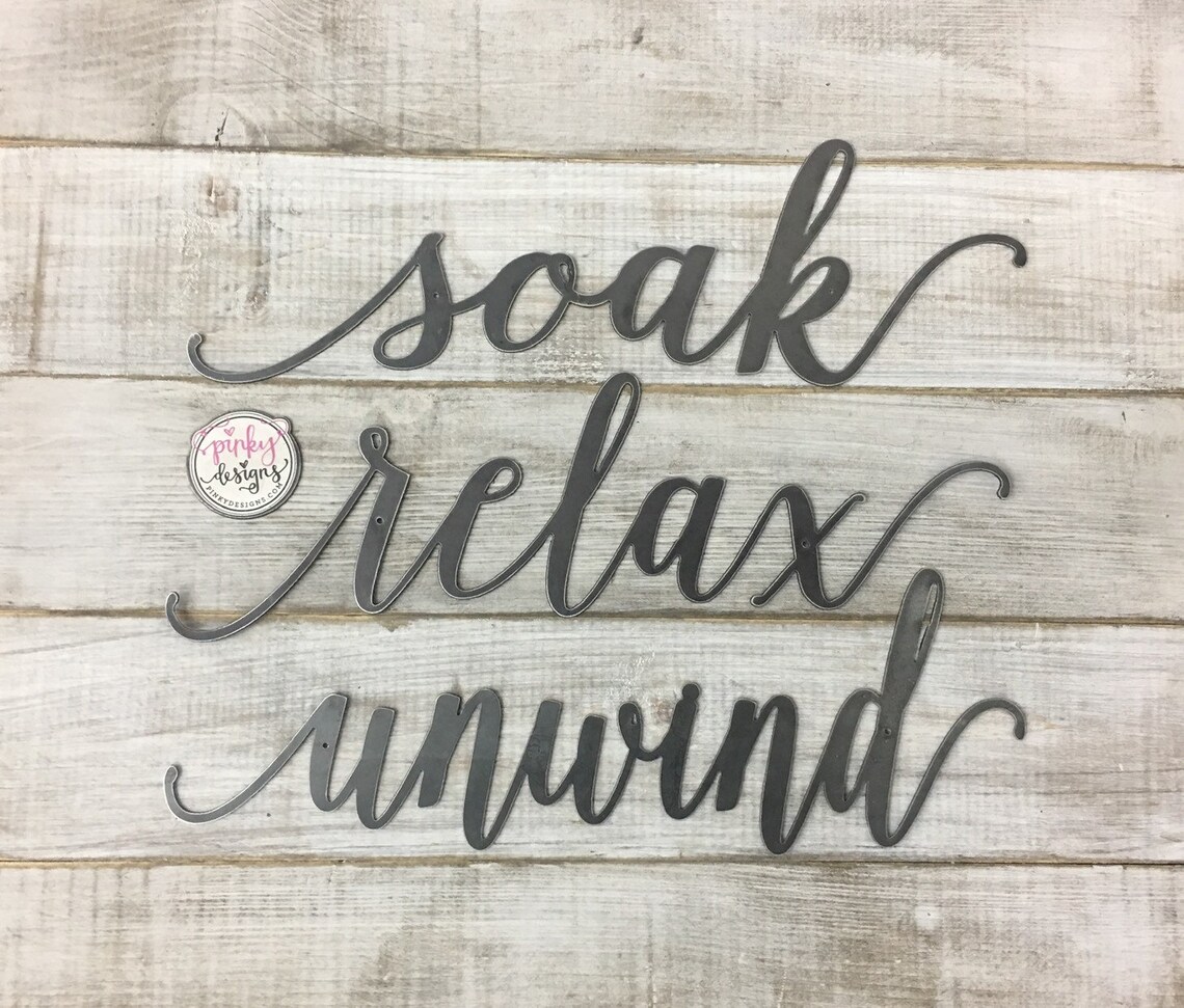 Soak Relax Unwind Metal Words Set of 3 Spa Decor Salon Etsy