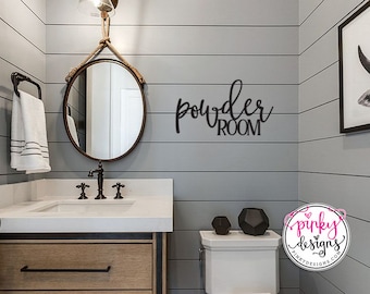 Powder Room Metal Word Sign, Wash Room Decor, Bathroom Decor