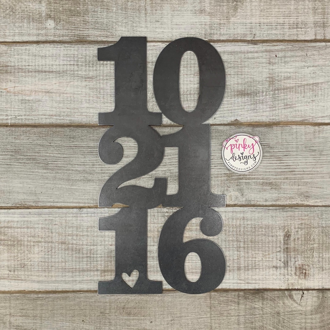 Personalized Metal Wedding Date Sign Custom Anniversary Wedding Gift - 24 Inch, Black