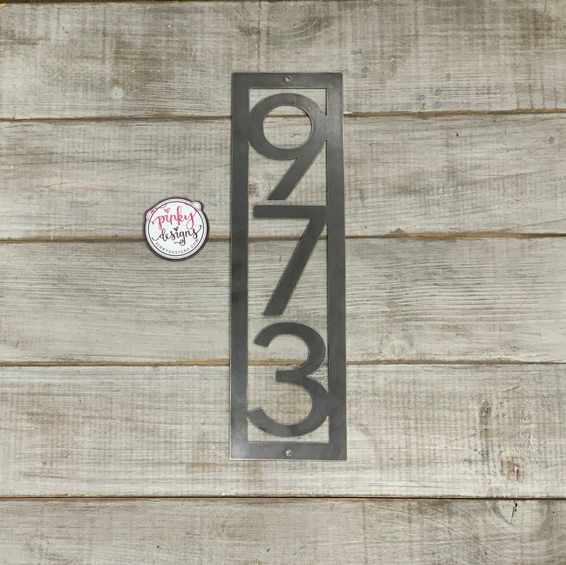 Modern Vertical Metal House Number Sign Modern Address Sign Address Number Sign Address Numbers Style A19 image 2
