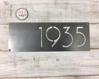 Art Deco Metal House Number Sign - Address Number Sign - Metal Address Sign - Metal Address Numbers | Style A14