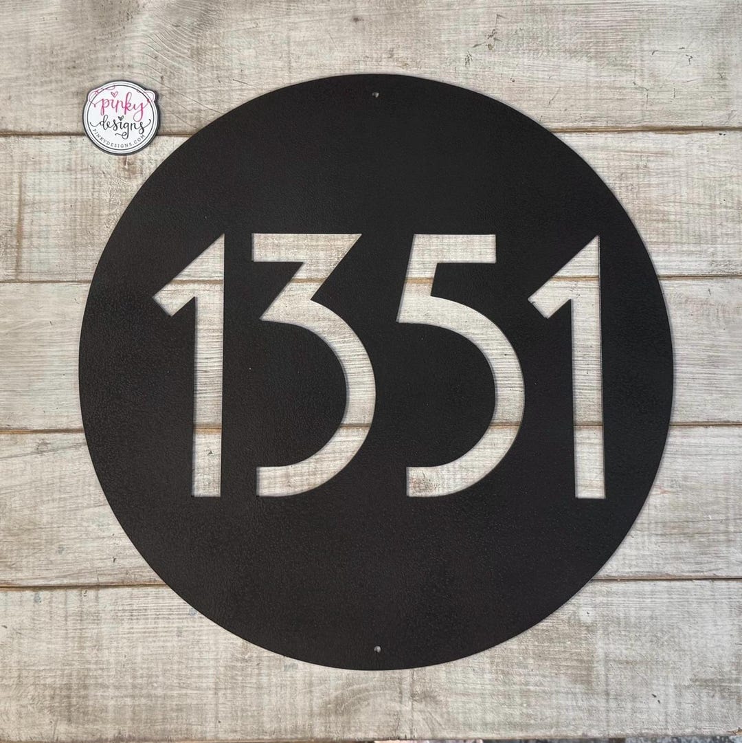 Round Metal Address Sign Mid Century Modern Metal Address Sign | Round House Numbers | Style A7 ...