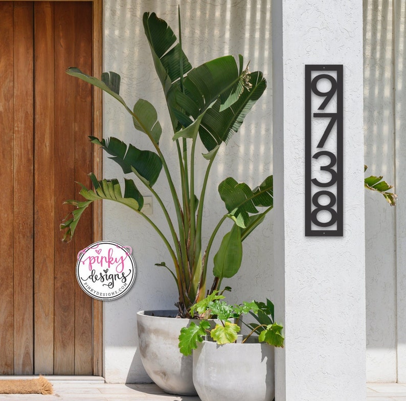 Modern Vertical Metal House Number Sign Modern Address Sign Address Number Sign Address Numbers Style A19 image 1
