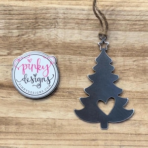 Christmas Tree Ornament | Metal Tree Ornament | Stocking Tag | Christmas Ornament | Gift Tag | Christmas Decor | Christmas Tree with Heart