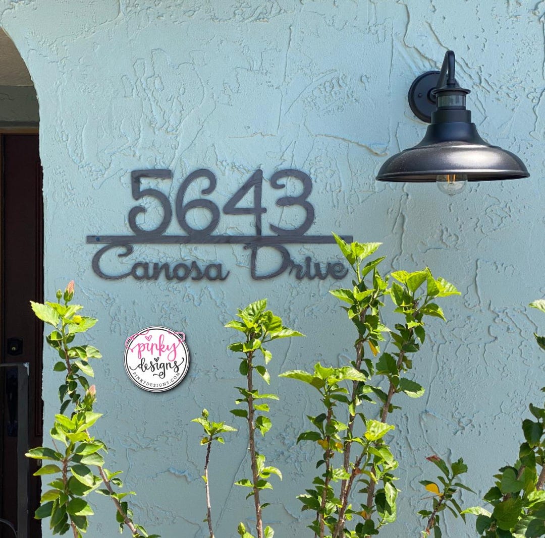 Mid Century Modern Metal House Number Sign | Address With Street Name ...