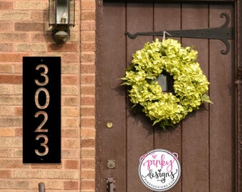 Vertical Metal House Number Sign | Modern Address Plaque | Style A9.