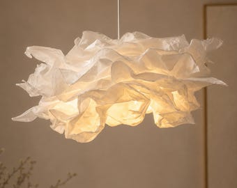 Pantalla de lámpara colgante con forma de nube, cubierta de lámpara de techo blanca con forma de flor para bricolaje, pantalla de lámpara colgante Wabi Sabi, decoración de iluminación suave Japandi para dormitorio