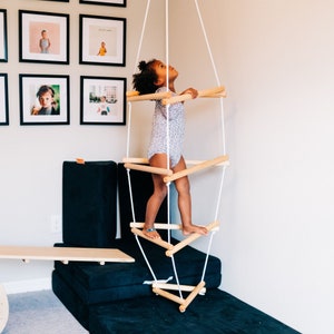 Small Wiwiurka Wooden Climber White Indoor / Triangular Rope Ladder/ Monkey Bar/ Rope ladder triangle / Swing Rope Ladder / image 2